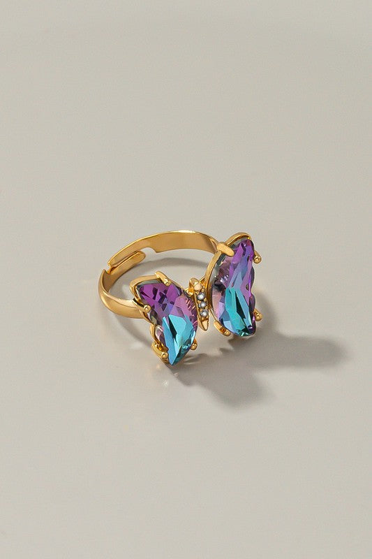 Butterfly ring with adjustable brass band online exclusive