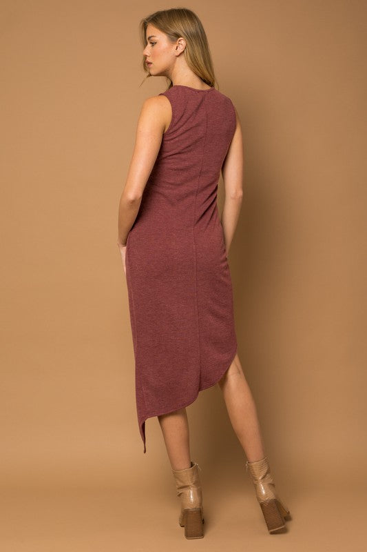 Sleeveless Twist Wrap Rib Midi Dress online exclusive