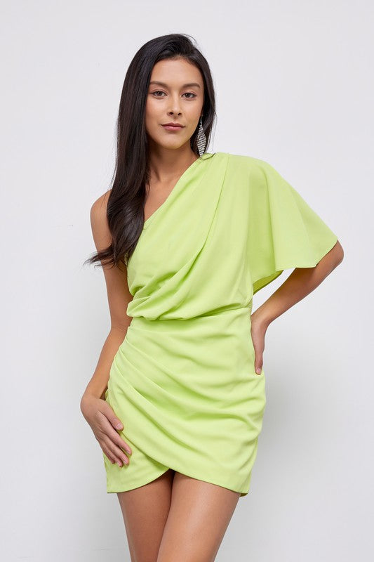 One Shoulder Wrap Dress online exclusive