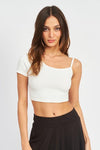 ASYMMETRICAL BINDING CROPPED TOP - Adaline Hope Boutique