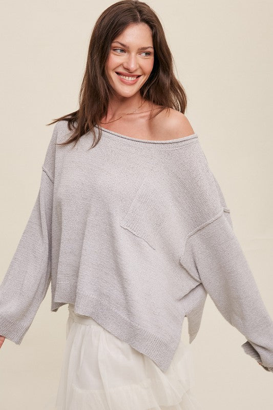 Light Weight Wide Neck Crop Pullover Knit Sweater online exclusive