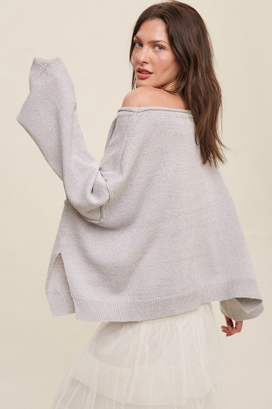 Light Weight Wide Neck Crop Pullover Knit Sweater online exclusive