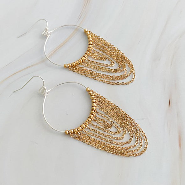 Chain Drapes Two Tone Earrings online exclusive