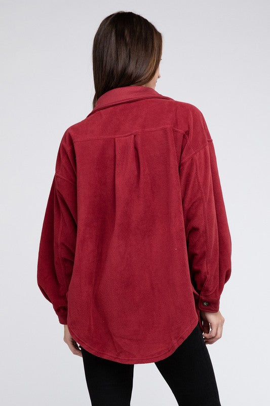 Fleece Buttoned Down Oversized Jacket