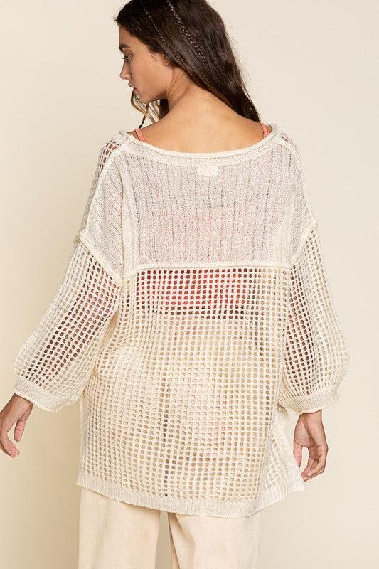 Oversized Fit See-through Pullover Sweater - Adaline Hope Boutique
