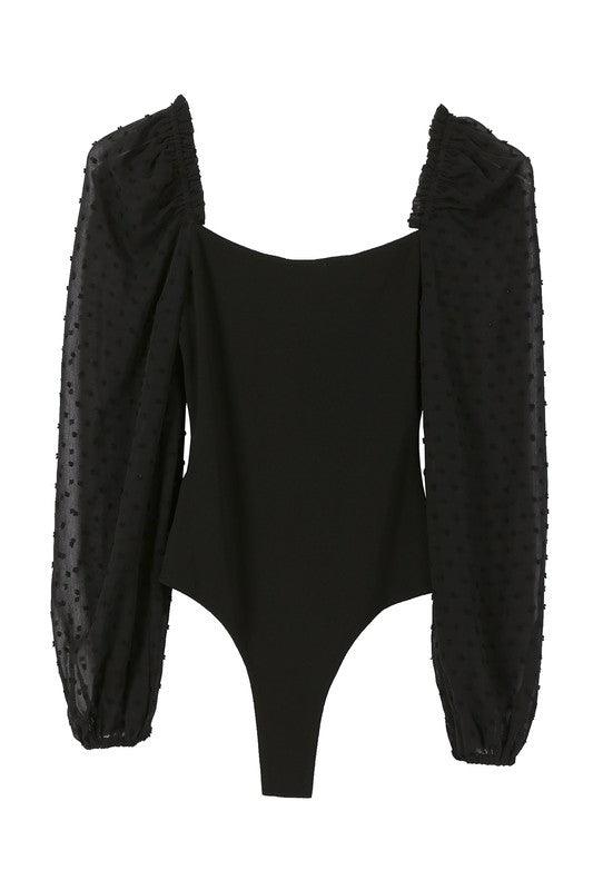 LS shirring sleeve bodysuit - Adaline Hope Boutique