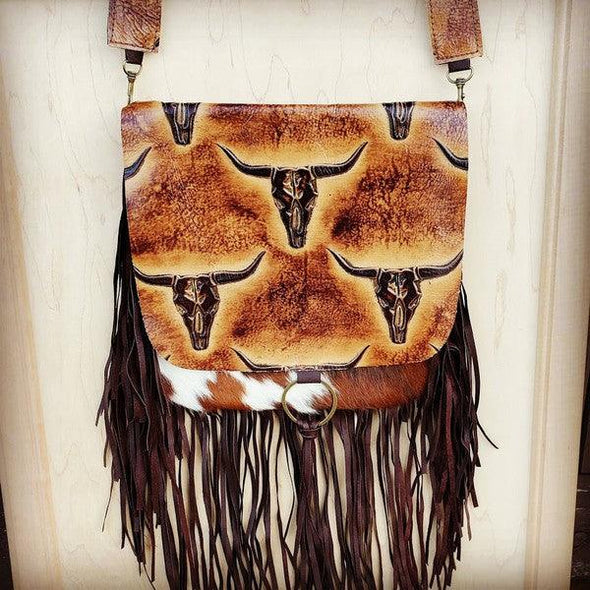 Hair on Hide Bull Head Flap Crossbody Handbag ONLINE EXCLUSIVE - Adaline Hope Boutique