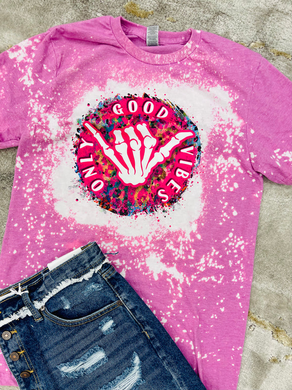 Good Vibes Only Bleach Tee - Adaline Hope Boutique